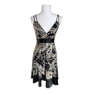 Vintage‎ Express Y2k Babydoll Empire Waist Black Mini Dress XS Satin Detail